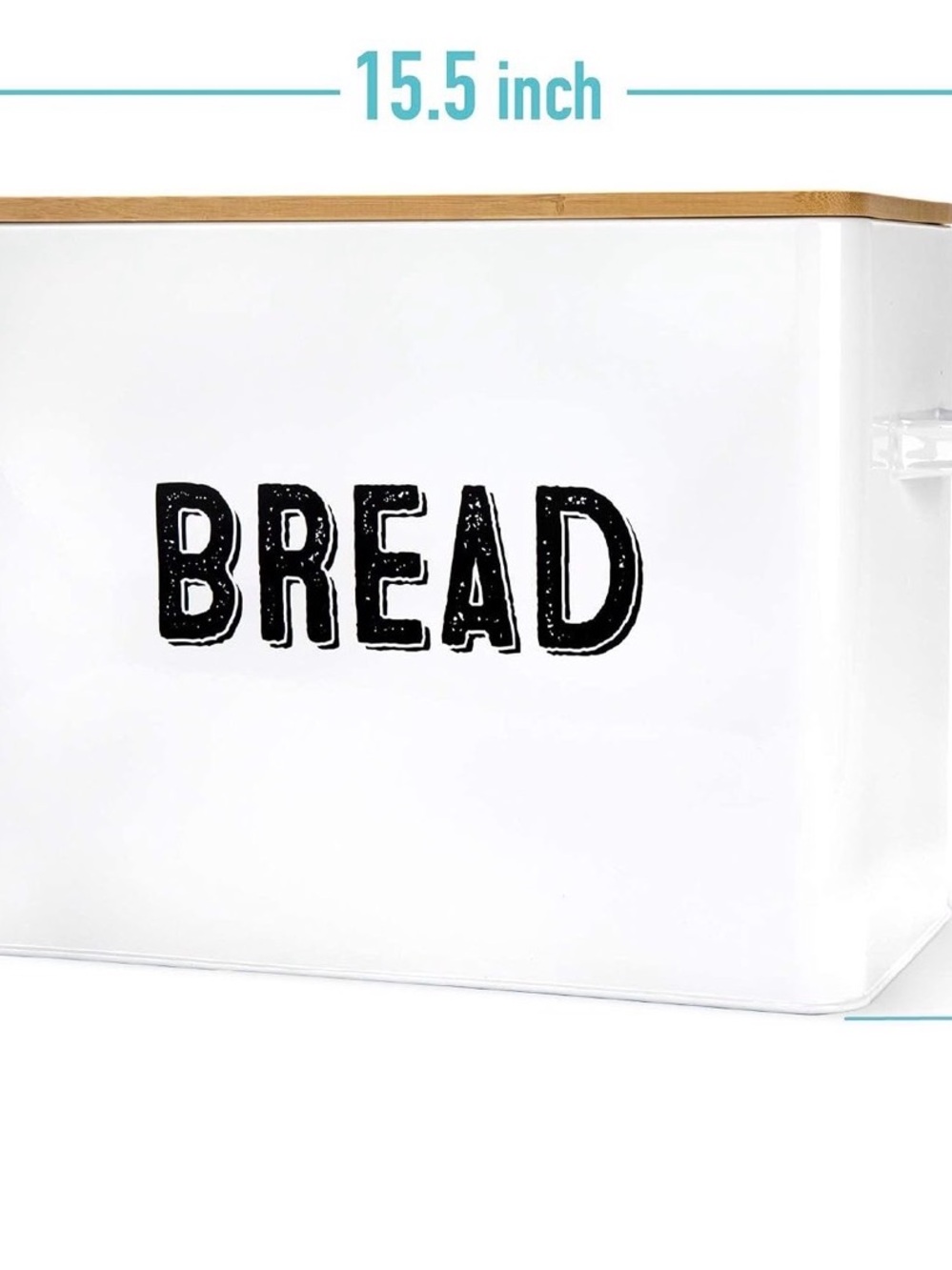 White Bread Box with Bamboo Lid - Kitchen Counter Storage - Picture 4 of 4